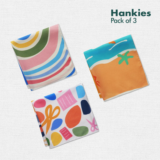 Hickory Dickory Doodle! Unisex Kid's Hankies, 100% Organic Cotton, Pack of 3