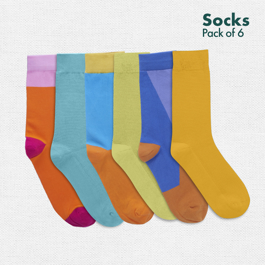 Shop Funky Looking Cotton Crew Length Socks PackPack of 6 hexafun