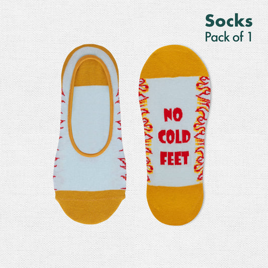 No Cold Feet! Unisex Socks, 100% Organic Cotton, No Show, Pack of 1