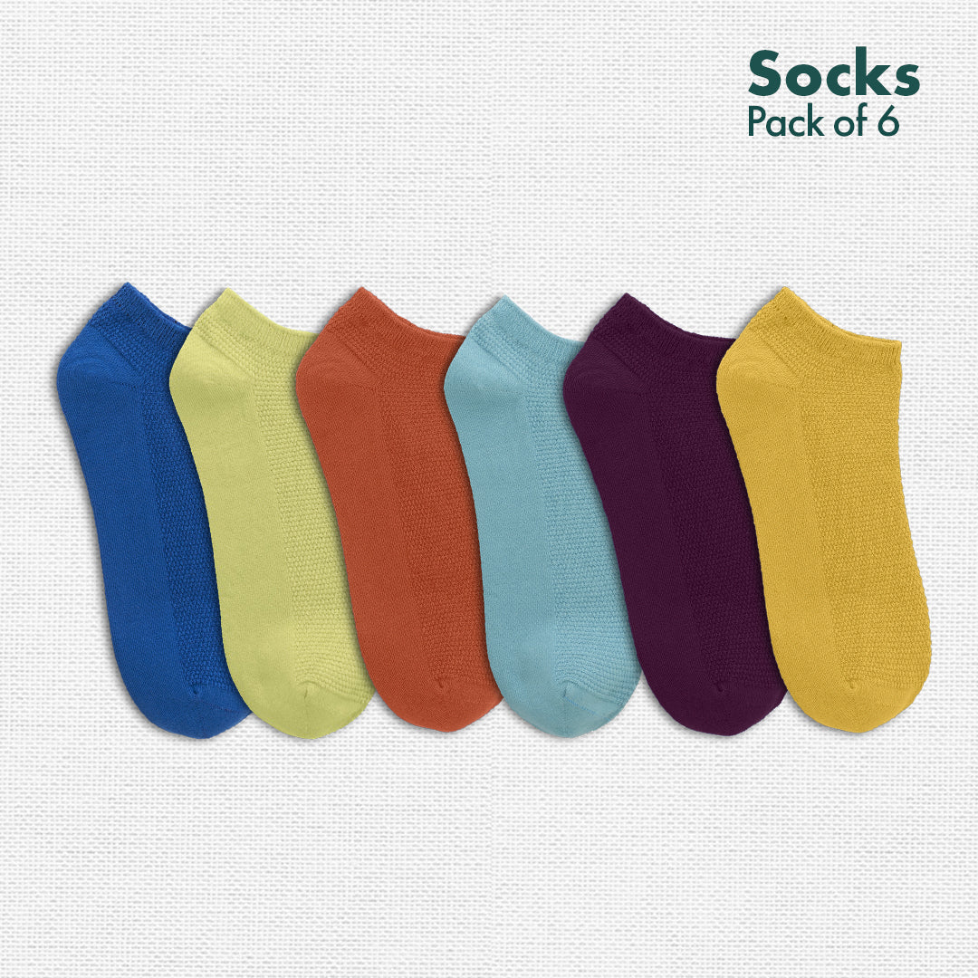 Badass Bold! Unisex Socks, 100% Organic Cotton, Ankle Length, Pack of 6