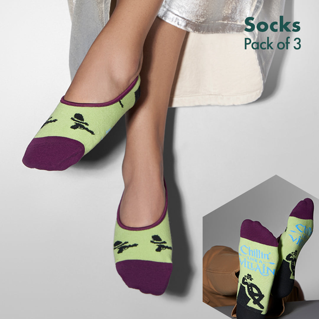 CTA! Click To Attitude! Unisex Socks, 100% Organic Cotton, No Show, Pack of 3