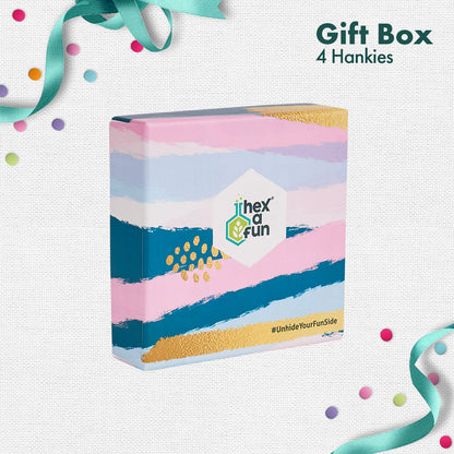 LITT! Celebrations! Women's Hankies, 100% Organic Cotton, Gift Box of 4