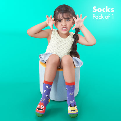 Monstrous Fun! Unisex Kid's Socks, 100% Bamboo, Crew length, Pack of 1
