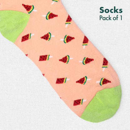 ATM! Any Time Melon! Unisex Socks, 100% Organic Cotton, Crew Length, Pack of 1