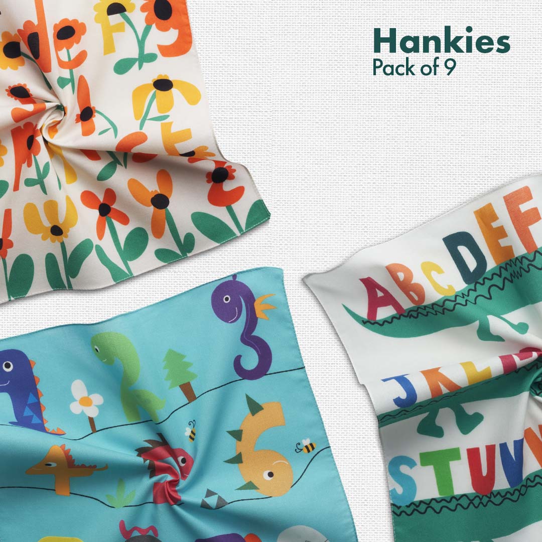 Hakuna Matata! Unisex Kid's Hankies, 100% Organic Cotton, Pack of 9