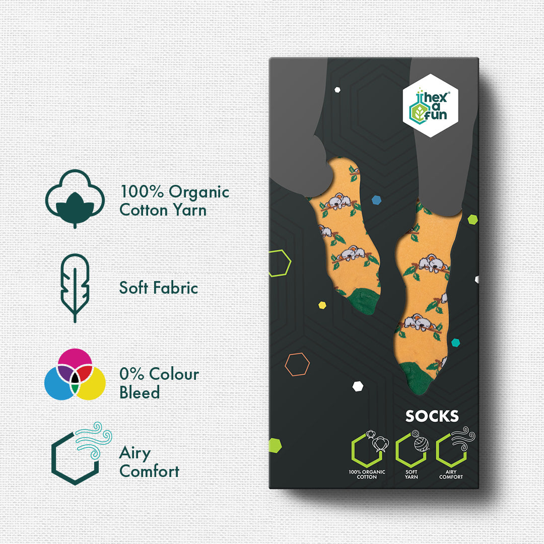 Animalholic Series 1! Unisex Socks, 100% Organic Cotton, Ankle Length, Pack of 3