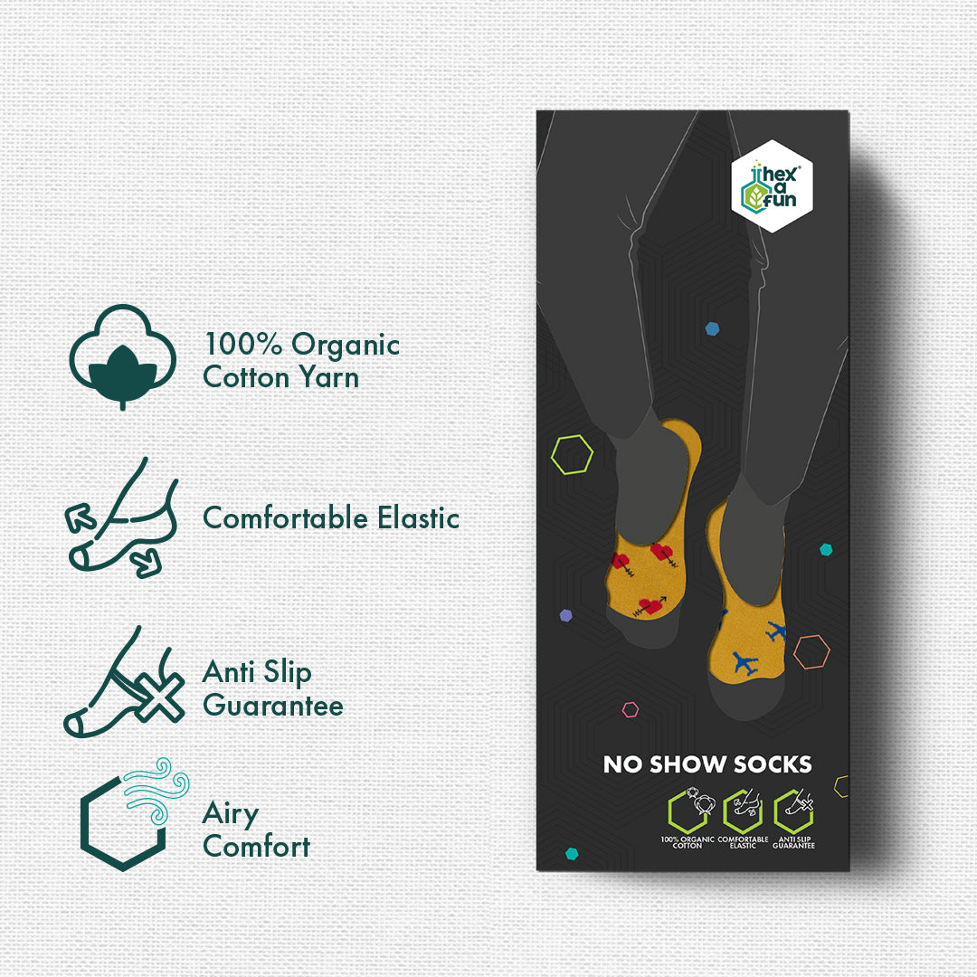 Catch Flights, Not Feelings! Unisex Socks, 100% Organic Cotton, No Show, Pack of 1