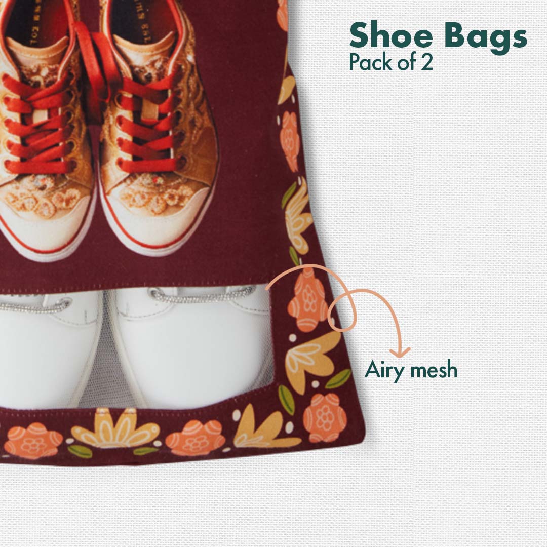 Soulmates! Men's & Women's Wedding Shoe Bags, 100% Organic Cotton, Pack of 2