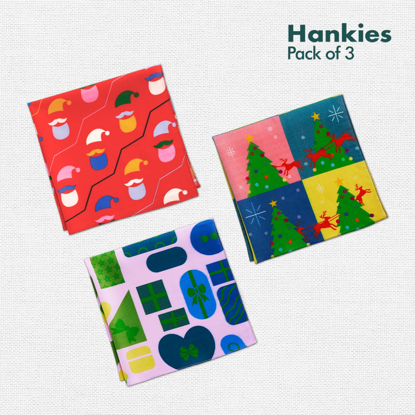 Buy Cool & Quirky Christmas Hankies For MenPack of 3 hexafun