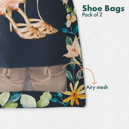 Dance Floor Ready! Men's & Women's Wedding Shoe Bags, 100% Organic Cotton, Pack of 2