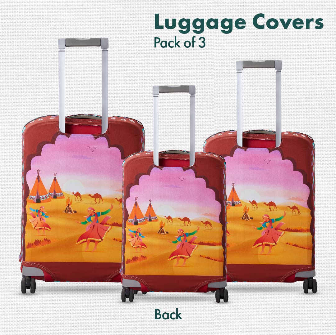Desert Therapy! Luggage Covers, 100% Organic Cotton Lycra, Small+Medium+Large Sizes, Pack of 3
