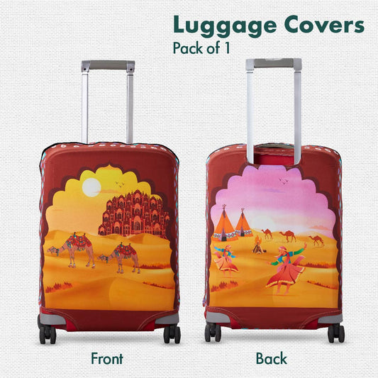 Camel Wander! Luggage Cover, 100% Organic Cotton Lycra, Small Size, Pack of 1
