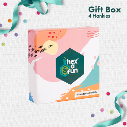GIF! Gifting is Fun! Men's Hankies, 100% Organic Cotton, Gift Box of 4