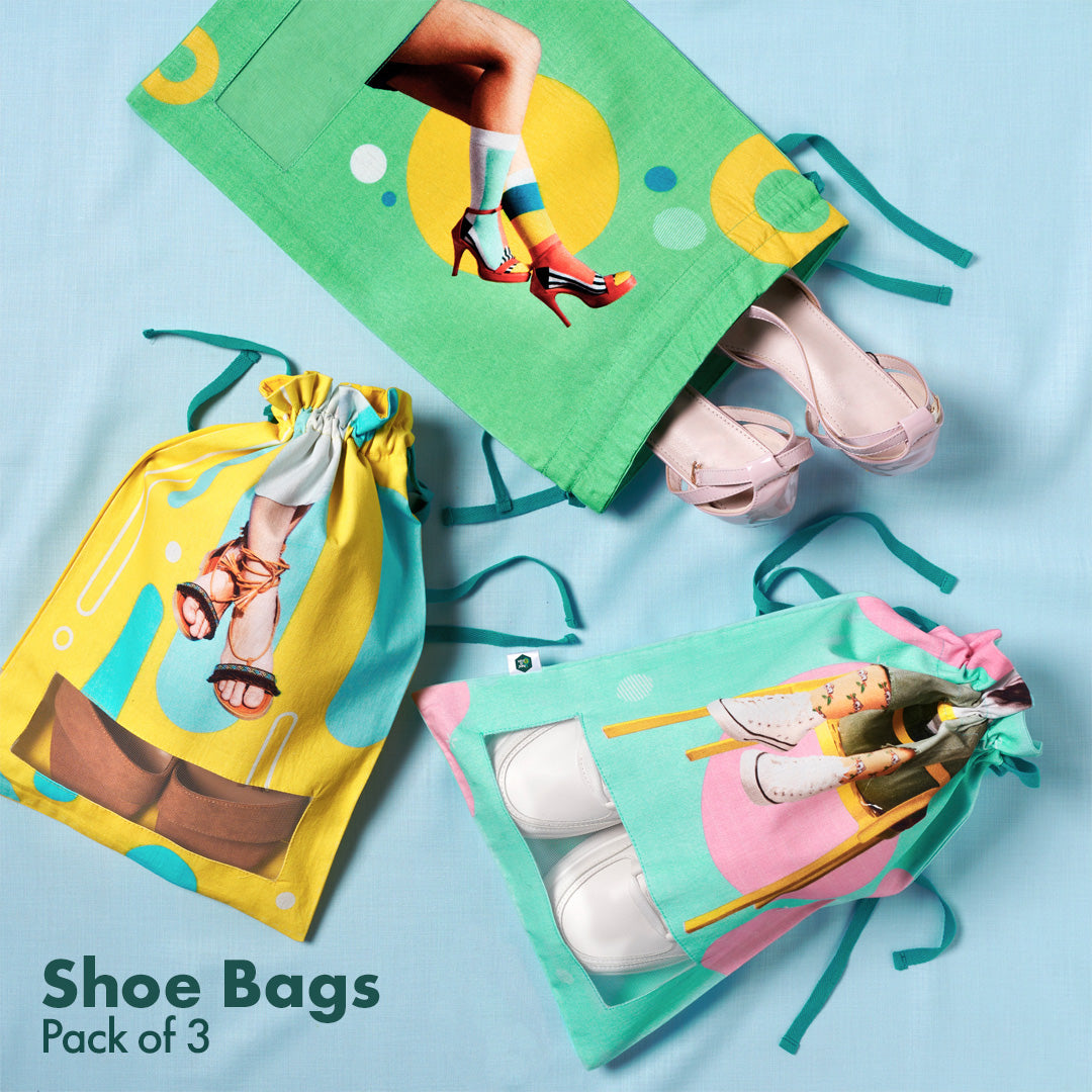 Shoe-keeper! Women's Shoe Bags, 100% Organic Cotton, Pack of 3