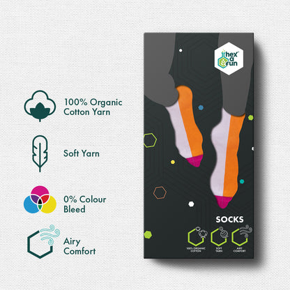 Color Therapy! Unisex Socks, 100% Organic Cotton, Crew Length, Pack of 6