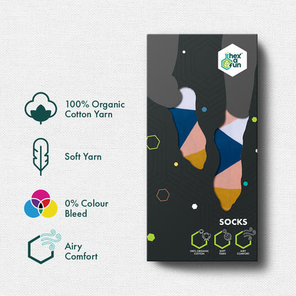 Color Punch! Unisex Socks, 100% Organic Cotton, Crew Length, Pack of 6