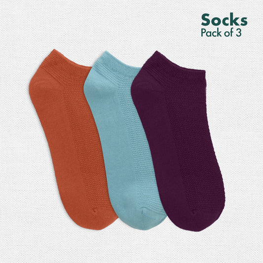 BS! Bold-shit! Unisex Socks, 100% Organic Cotton, Ankle Length, Pack of 3