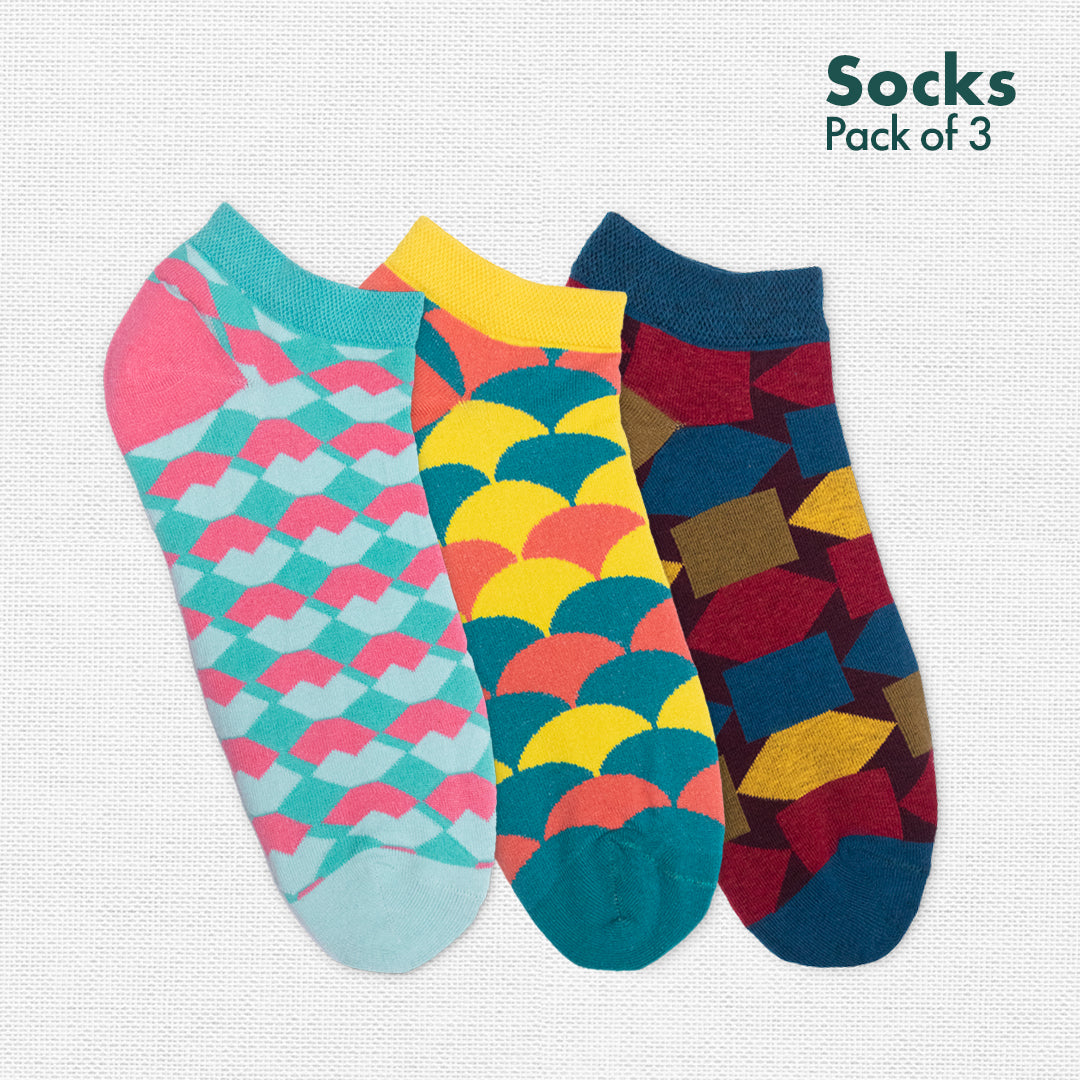 Shop Geometric Pattern Socks That Boast Resilience In Toe & Heel-Pack ...
