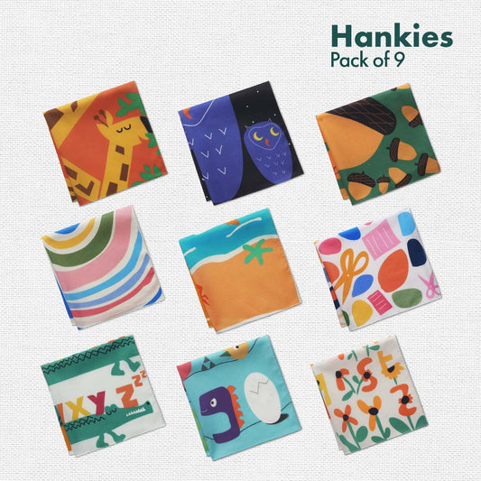 Hakuna Matata! Unisex Kid's Hankies, 100% Organic Cotton, Pack of 9