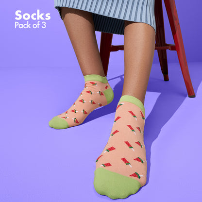 FOODgasm Series 1! Unisex Socks, Ankle Length, Pack of 3