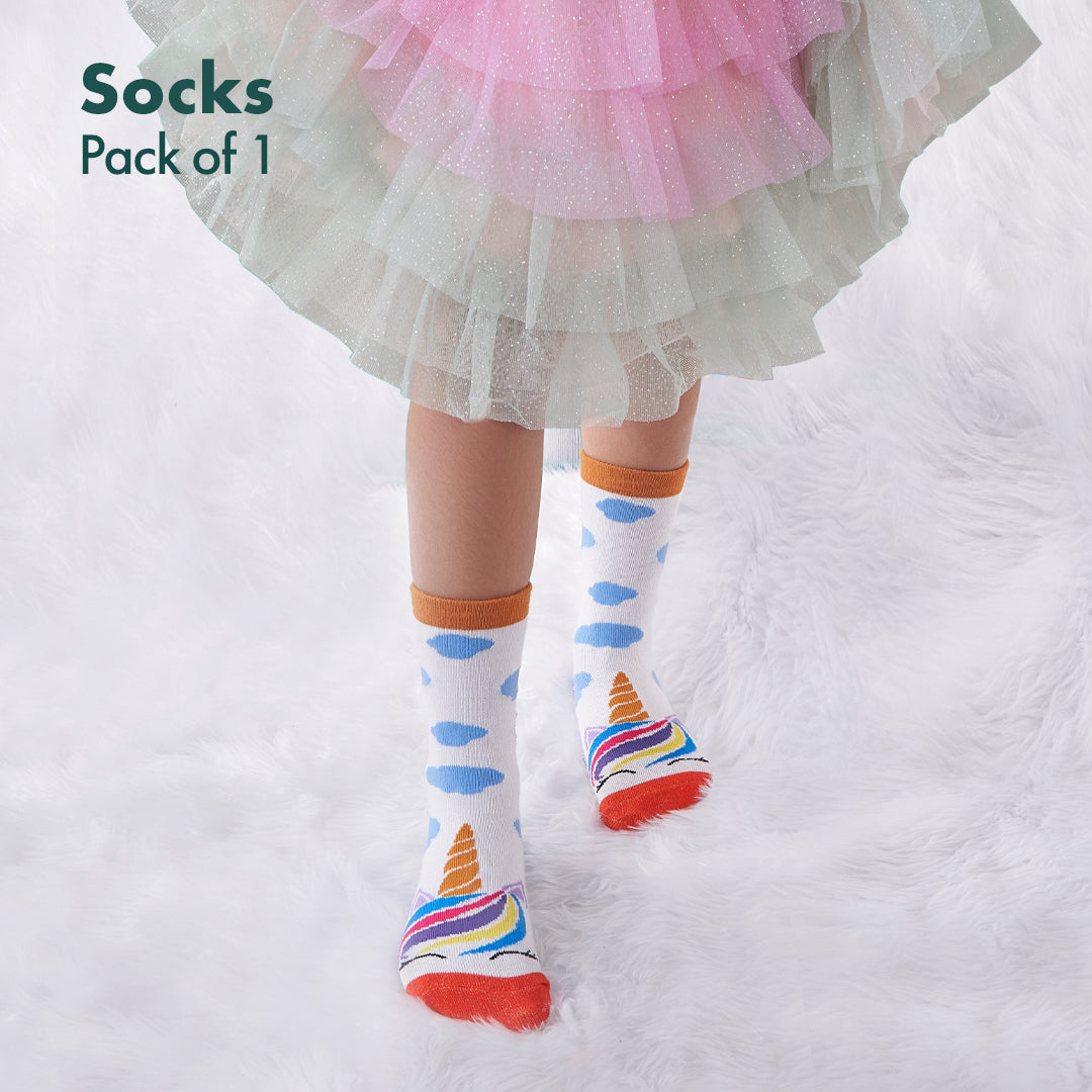 Magical Unicorn! Unisex Kids Socks, 100% Bamboo, Crew length, Pack of 1