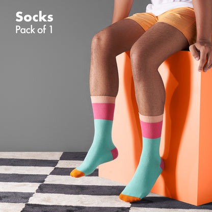Bold Check! Unisex Socks, 100% Organic Cotton, Crew Length, Pack of 1