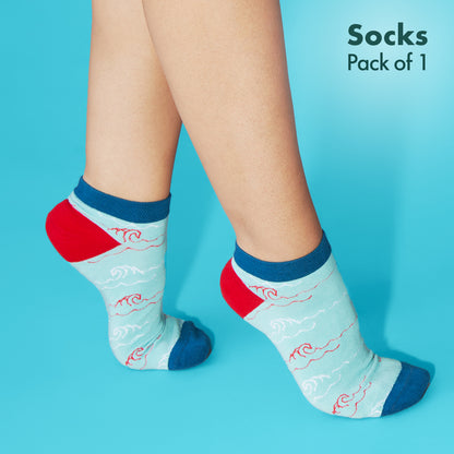 WFH, WAVES From Home! Unisex Socks, Ankle Length, Single Pack