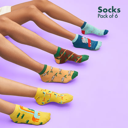 ANIMALholic Series 1 + Series 2! Unisex Socks, Ankle Length, Pack of 6
