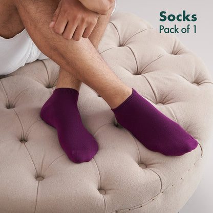 Purple-istic! Unisex Socks, 100% Organic Cotton, Ankle Length, Pack of 1
