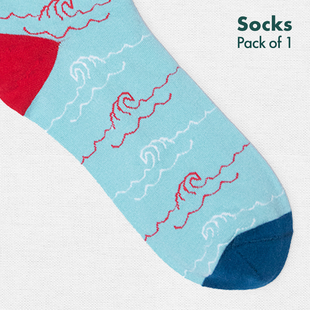 WFH! Waves From Home! Unisex Socks, 100% Organic Cotton, Ankle Length, Pack of 1