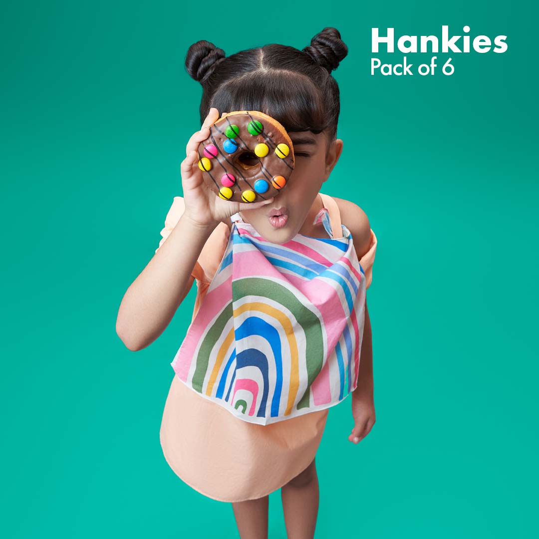 Baby Doodle Doo Doo! Unisex Kid's Hankies, 100% Organic Cotton, Pack of 6
