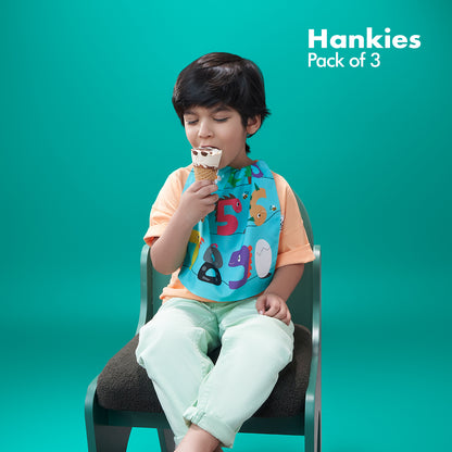 Adventures Of Learning! Unisex Kid's Hankies, 100% Organic Cotton, Pack of 3