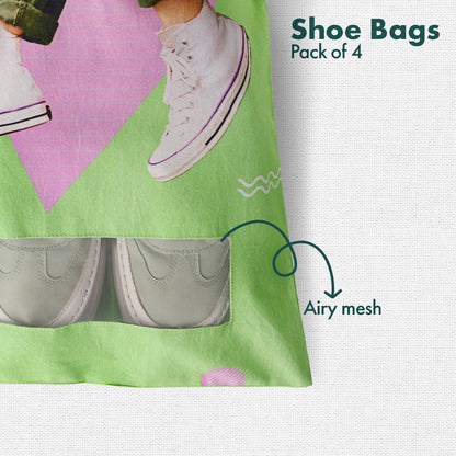 Sneakerhead! Men's & Women's Shoe Bags, 100% Organic Cotton, Pack of 4