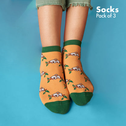 ANIMALholic Series 1! Unisex Socks, Ankle Length, Pack of 3