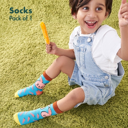 Bunny Hoppers! Unisex Kids Socks, 100% Bamboo, Crew length, Pack of 1