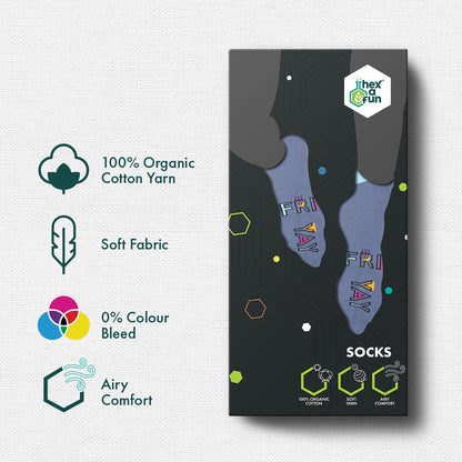 Friyay! Unisex Socks, 100% Organic Cotton, Ankle Length, Pack of 1