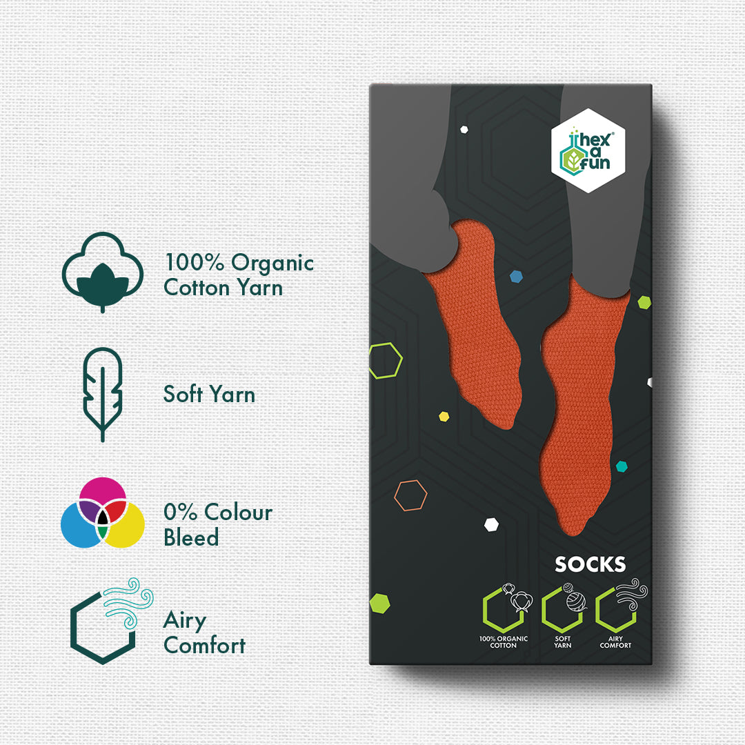 Orange-y! Unisex Socks, 100% Organic Cotton, Ankle Length, Pack of 1