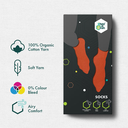 Orange-y! Unisex Socks, 100% Organic Cotton, Crew Length, Pack of 1