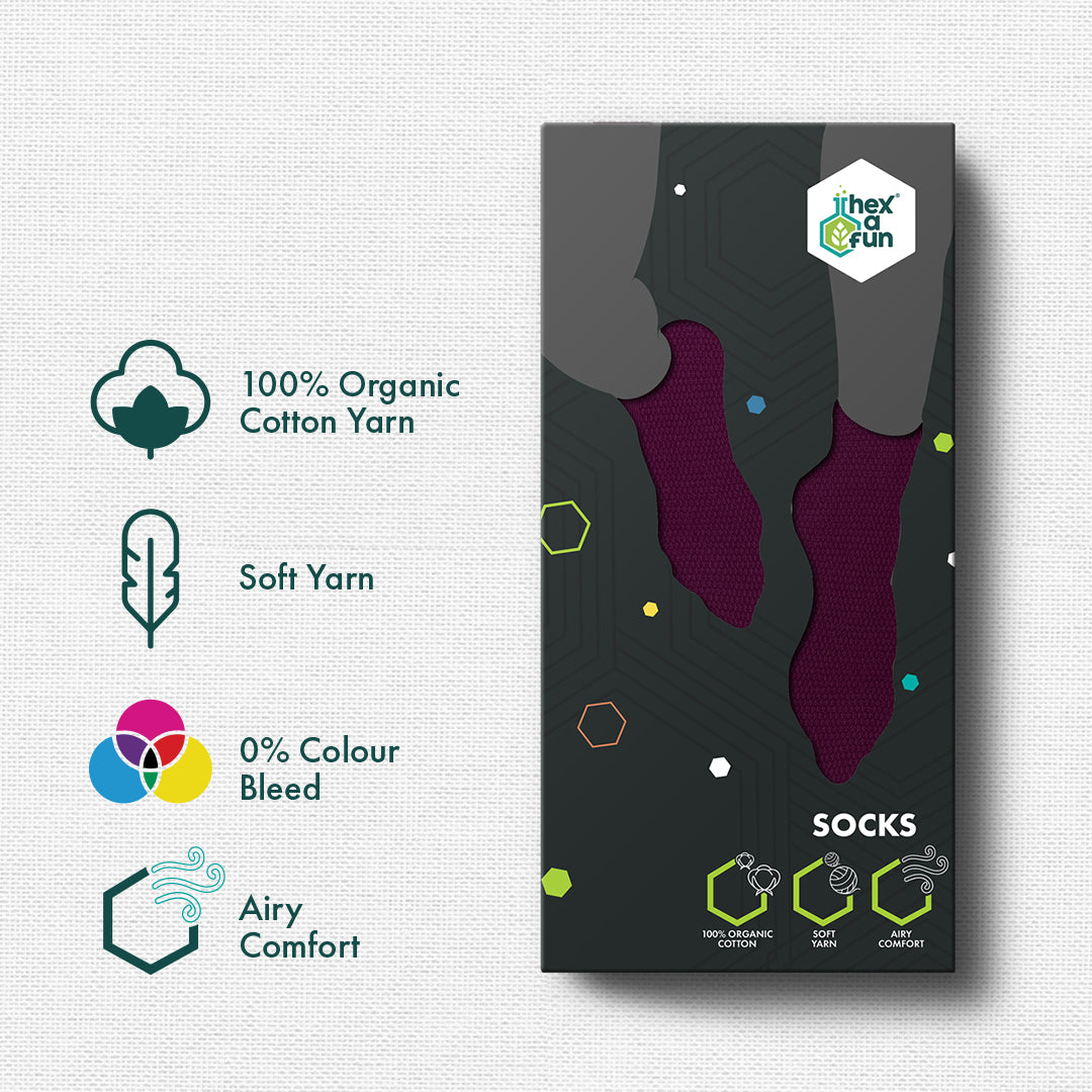 Purple-istic! Unisex Socks, 100% Organic Cotton, Crew Length, Pack of 1