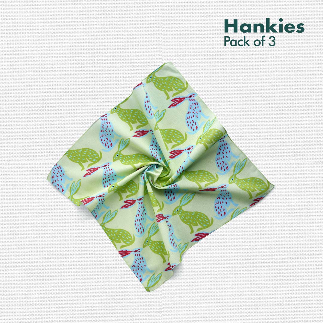 F&F! Flora & Fauna! Women's Hankies, 100% Organic Cotton, Pack of 3