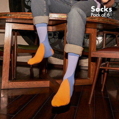 Color Pop Story! Unisex Socks, 100% Organic Cotton, Crew Length, Pack of 6