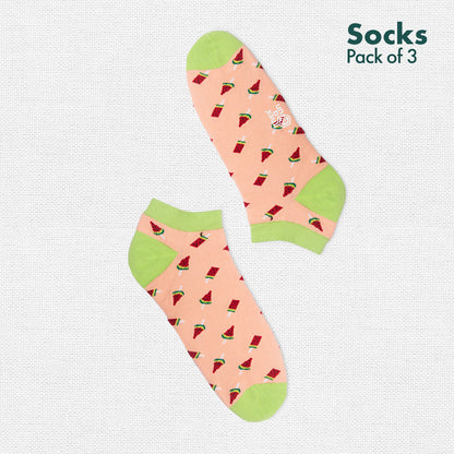 Foodgasm Series 1! Unisex Socks, 100% Organic Cotton, Ankle Length, Pack of 3