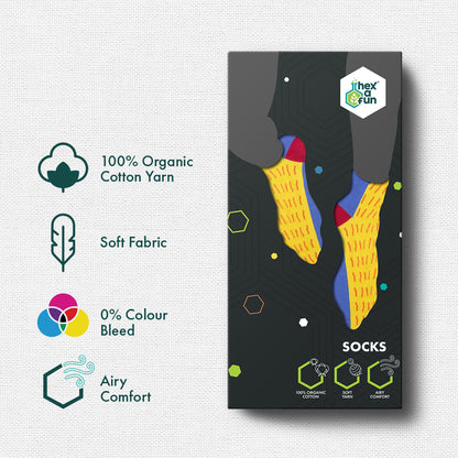 Geometri-fication Series 1! + Series 2! Unisex Socks, 100% Organic Cotton, Crew Length, Pack of 6