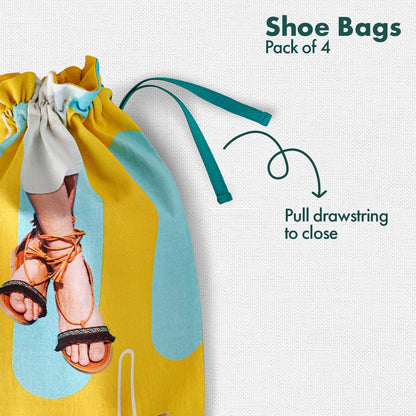 Shoe-stopper! Men's & Women's Shoe Bags, 100% Organic Cotton, Pack of 4