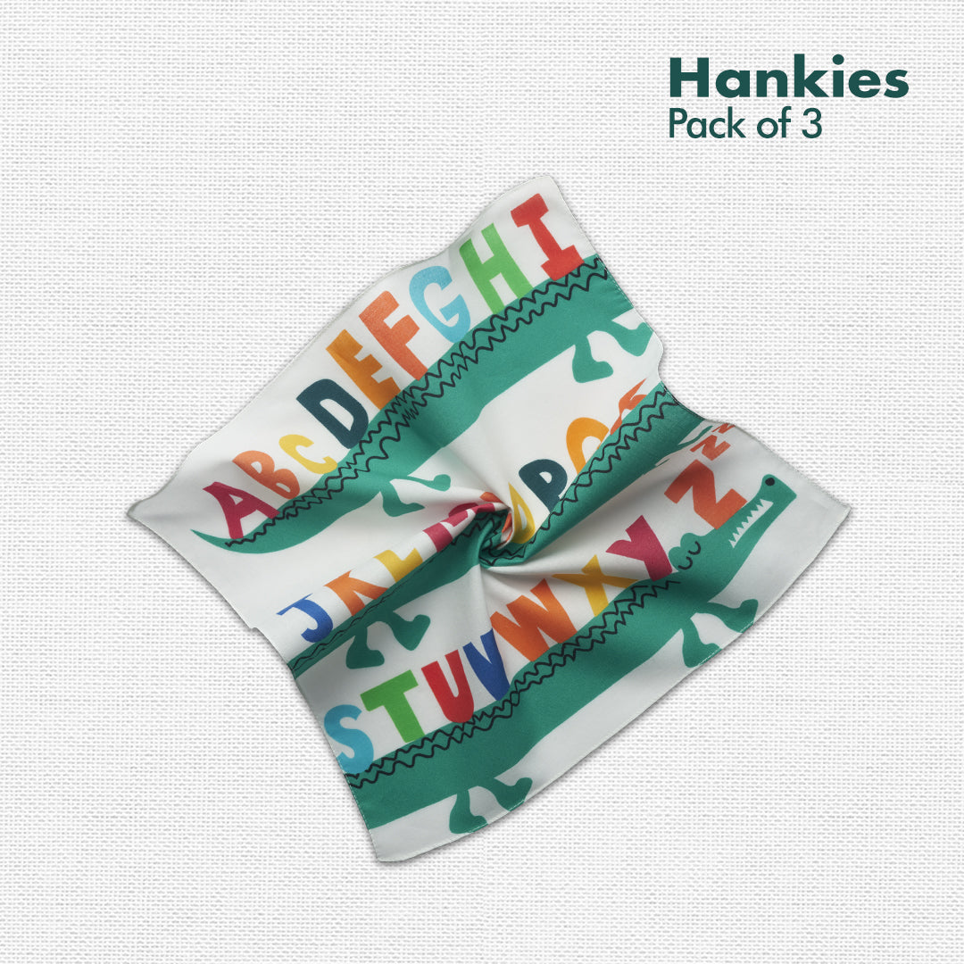 Adventures Of Learning! Unisex Kid's Hankies, 100% Organic Cotton, Pack of 3