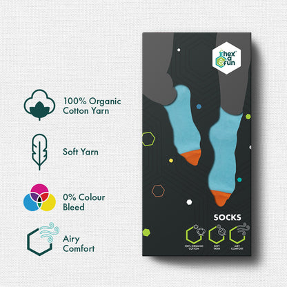 TMC! Too Much Color! Unisex Socks, 100% Organic Cotton, Crew Length, Pack of 3