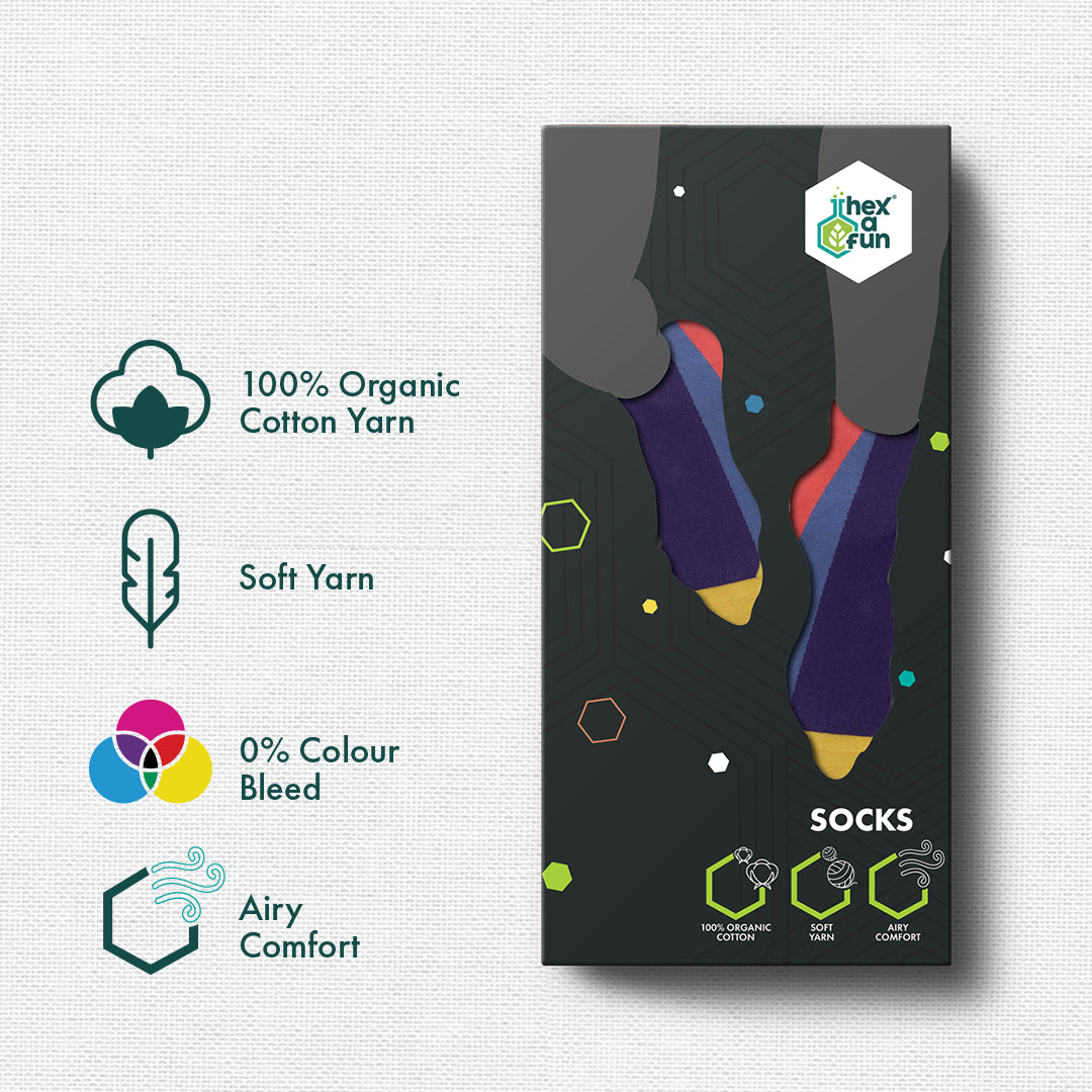 Color Me Back! Unisex Socks, 100% Organic Cotton, Crew Length, Pack of 3