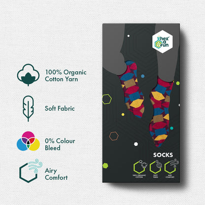Geometri-fication Series 1! Unisex Socks, 100% Organic Cotton, Crew Length, Pack of 3
