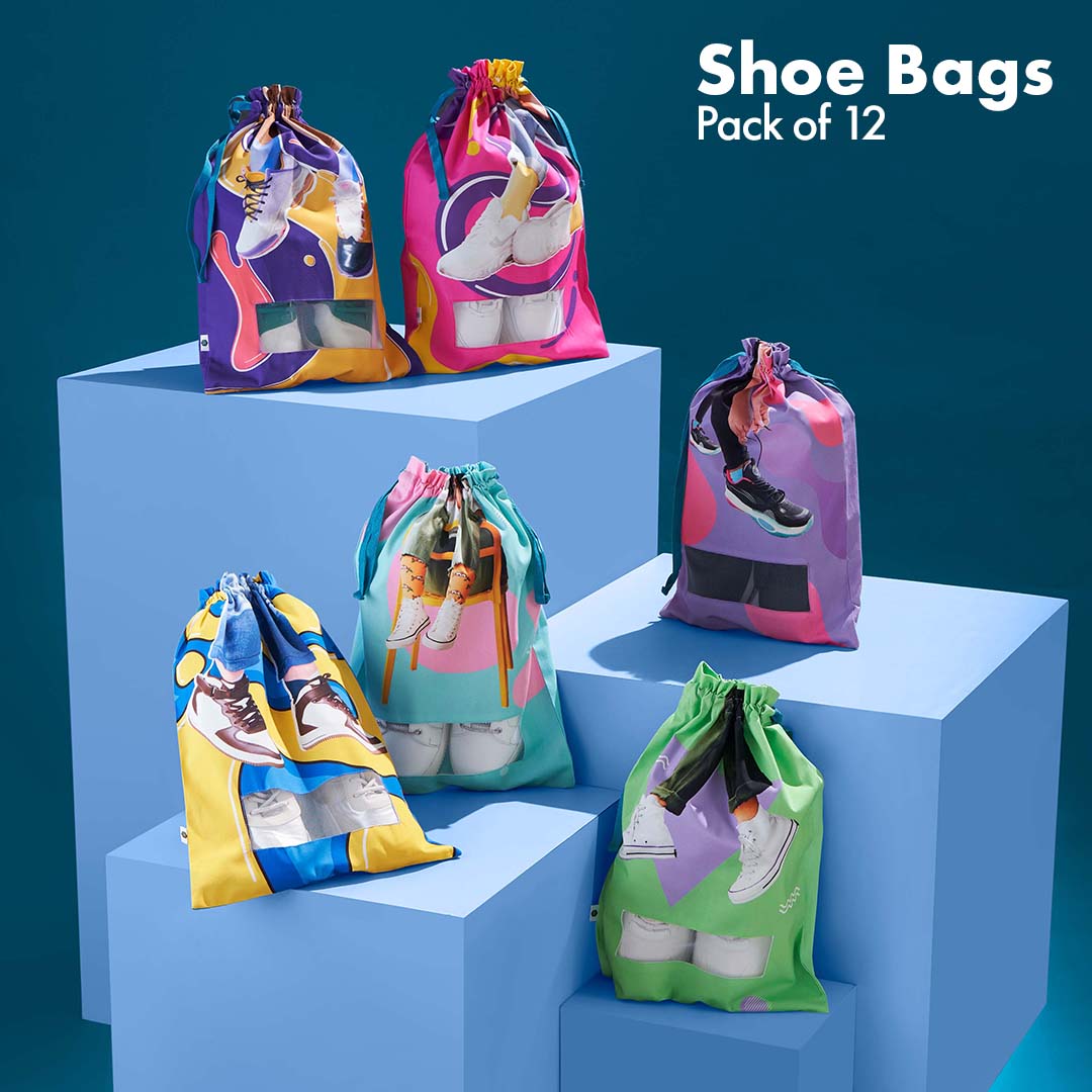Big Bag Theory! Men's & Women's Shoe Bags, 100% Organic Cotton, Pack of 12