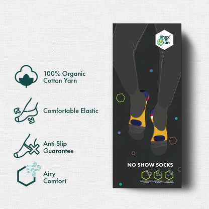 Vibe Check! Unisex Socks, 100% Organic Cotton, No Show, Pack of 6